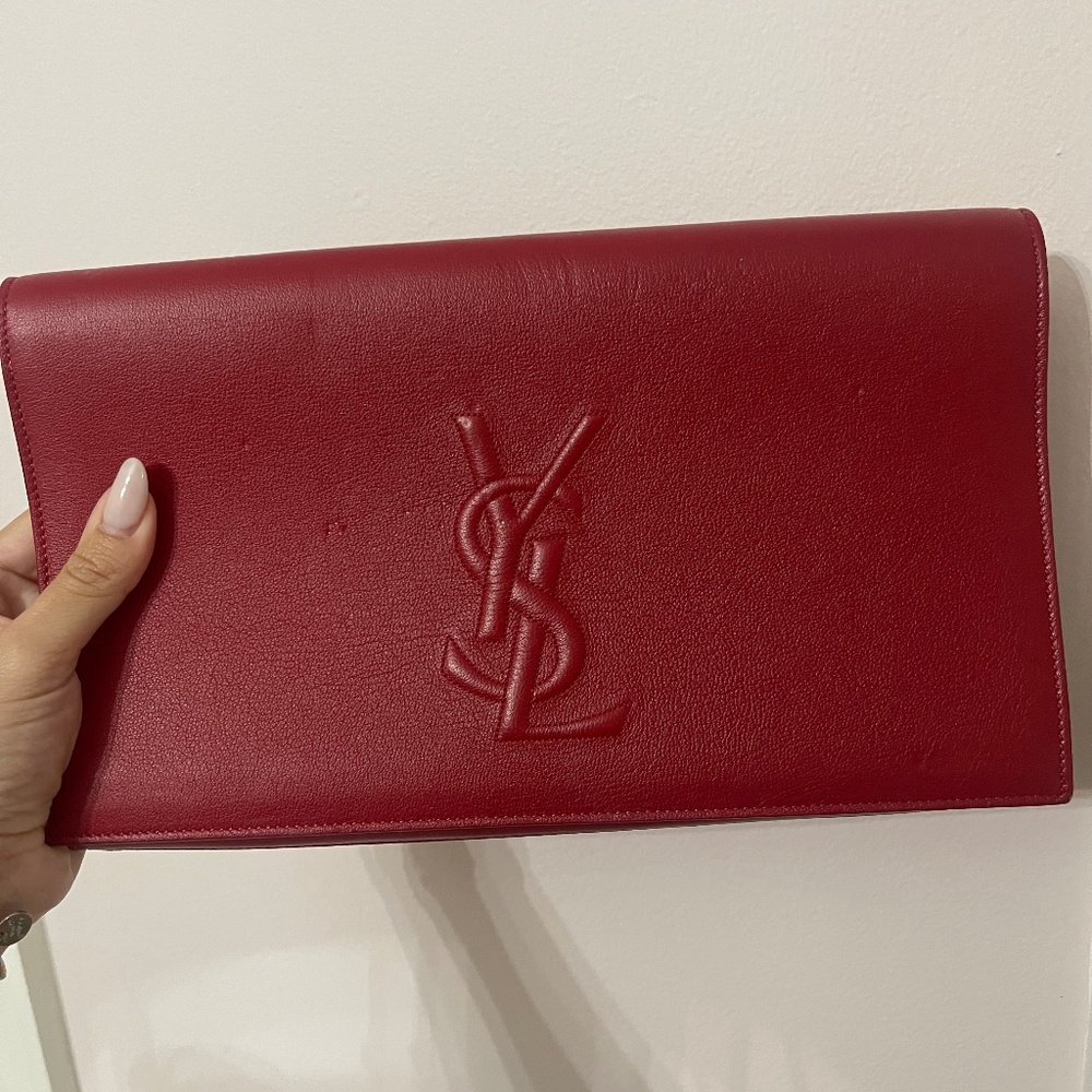 YSL Authentic Leather Red Clutch